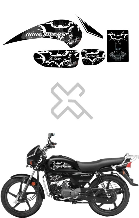 Batman Edition Half Body Sticker Compatible with Splendor Plus | Printed In Premium Vinyl With FPF(Fade Protection Film), Water Proof, Precut Sticker, Pack Of 1 Compatible with Both Side